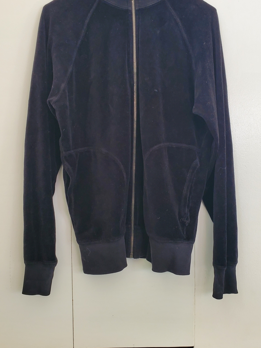Juicy Couture Black Velour Zip-Up Sweater Jacket